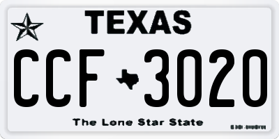 TX license plate CCF3020