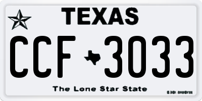 TX license plate CCF3033