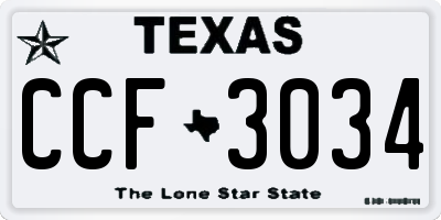 TX license plate CCF3034