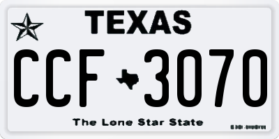 TX license plate CCF3070