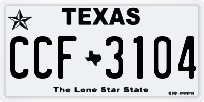 TX license plate CCF3104