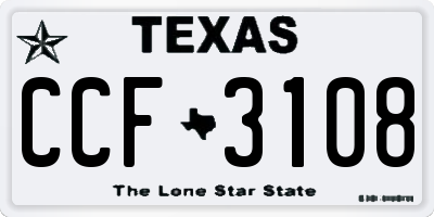 TX license plate CCF3108