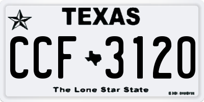 TX license plate CCF3120