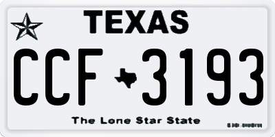 TX license plate CCF3193