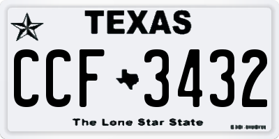 TX license plate CCF3432