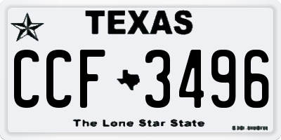 TX license plate CCF3496
