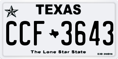 TX license plate CCF3643