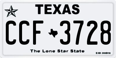 TX license plate CCF3728