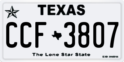 TX license plate CCF3807