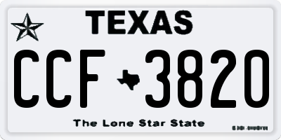 TX license plate CCF3820