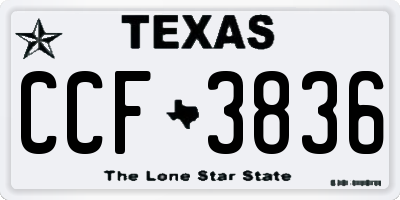 TX license plate CCF3836