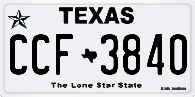 TX license plate CCF3840