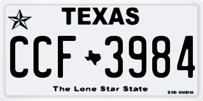 TX license plate CCF3984