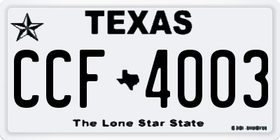 TX license plate CCF4003