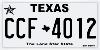 TX license plate CCF4012