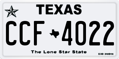 TX license plate CCF4022