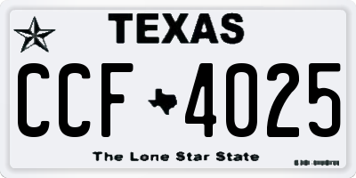 TX license plate CCF4025