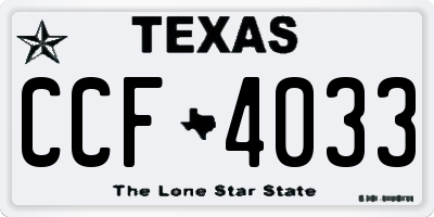TX license plate CCF4033