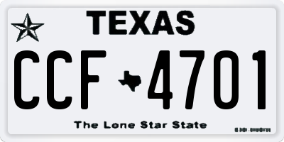 TX license plate CCF4701