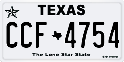 TX license plate CCF4754