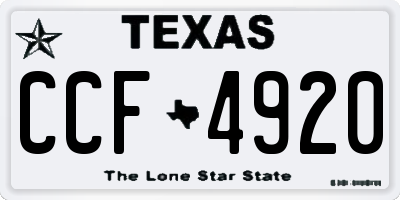 TX license plate CCF4920