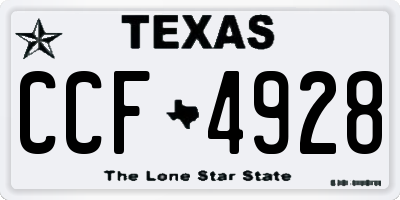 TX license plate CCF4928