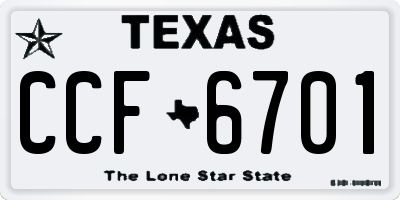 TX license plate CCF6701
