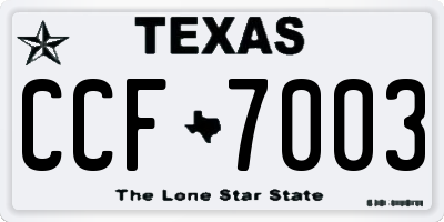 TX license plate CCF7003