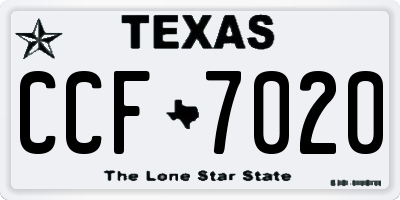 TX license plate CCF7020