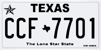TX license plate CCF7701