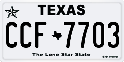 TX license plate CCF7703
