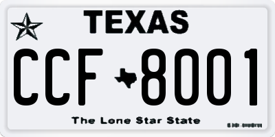 TX license plate CCF8001