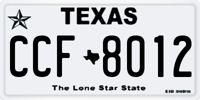TX license plate CCF8012