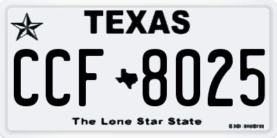 TX license plate CCF8025