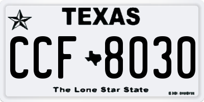 TX license plate CCF8030
