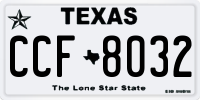 TX license plate CCF8032