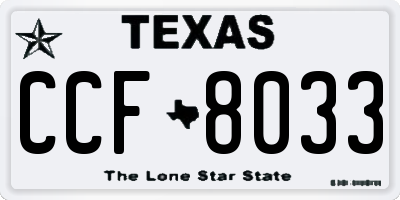 TX license plate CCF8033