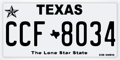TX license plate CCF8034