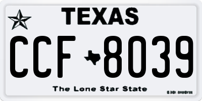 TX license plate CCF8039