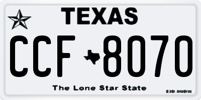 TX license plate CCF8070