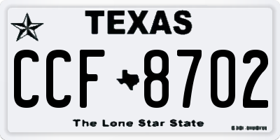TX license plate CCF8702