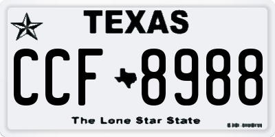 TX license plate CCF8988