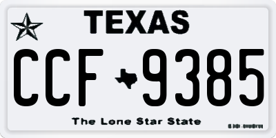 TX license plate CCF9385