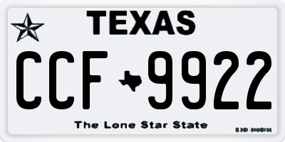 TX license plate CCF9922