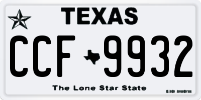 TX license plate CCF9932