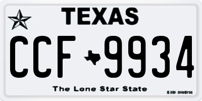 TX license plate CCF9934