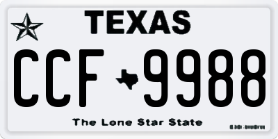 TX license plate CCF9988