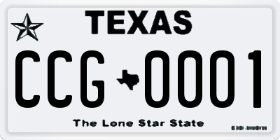 TX license plate CCG0001
