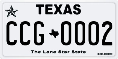 TX license plate CCG0002