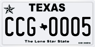 TX license plate CCG0005